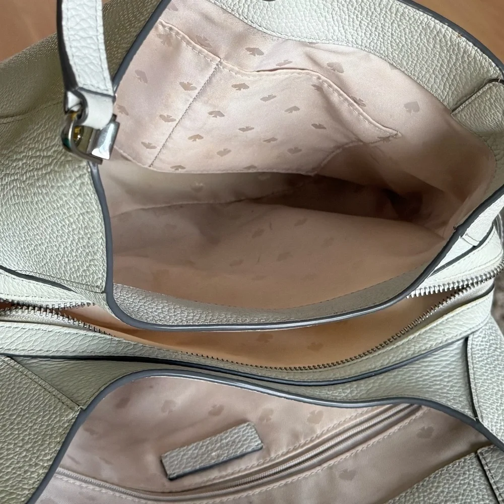 Kate Spade Leila Triple Medium Compartment Leather Shoulder Purse Lime Sherbert